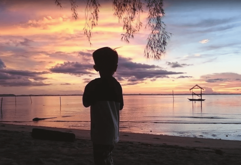 Enjoying the Sunset on the Beach